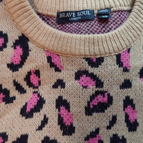 Brave Soul XS Leopard Print Sweater - Picture 4 of 5